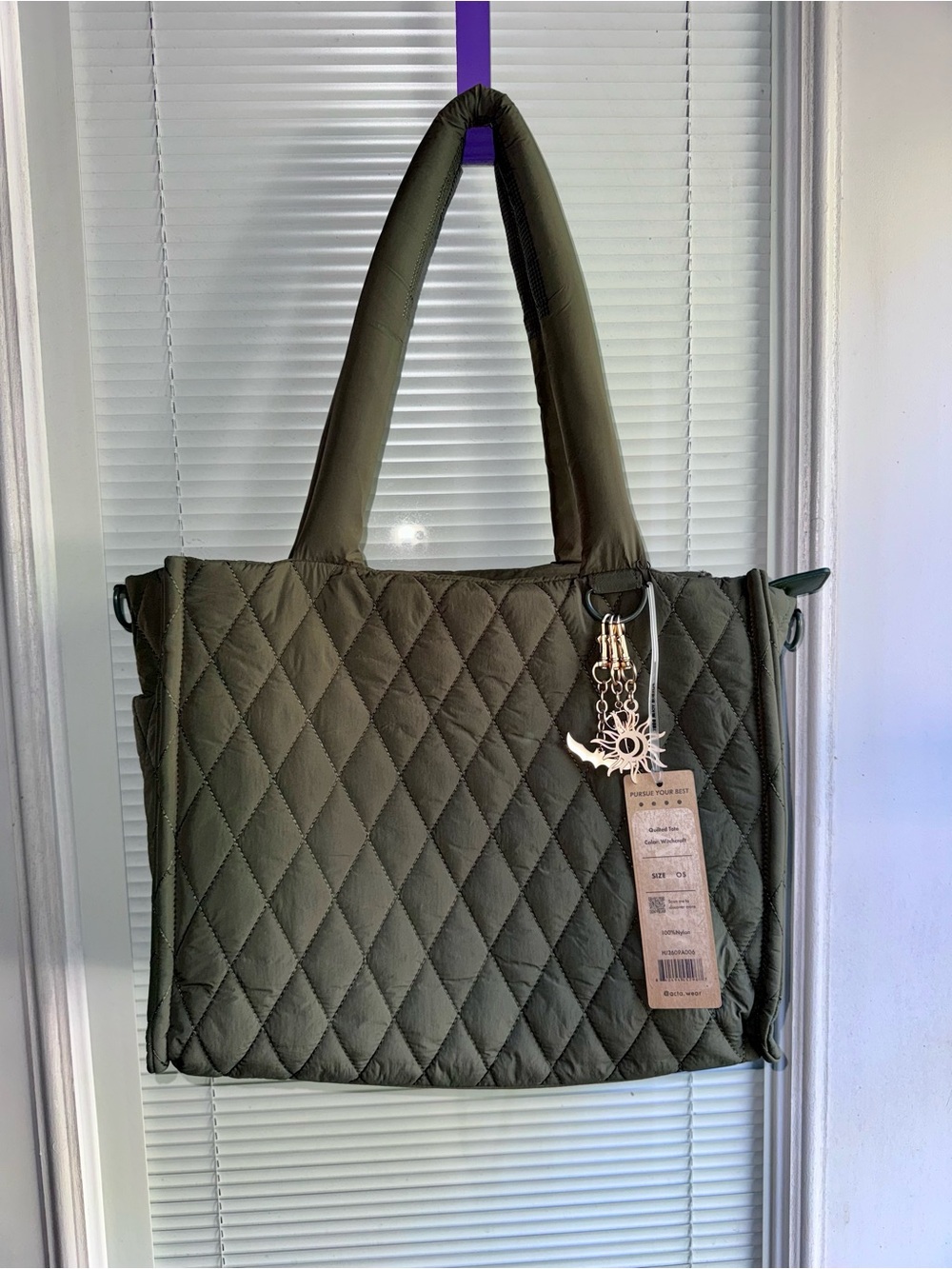 ACTA x HydroJug Large Halloween PR Tote - Witchcraft Green Quilted, Strap Charms